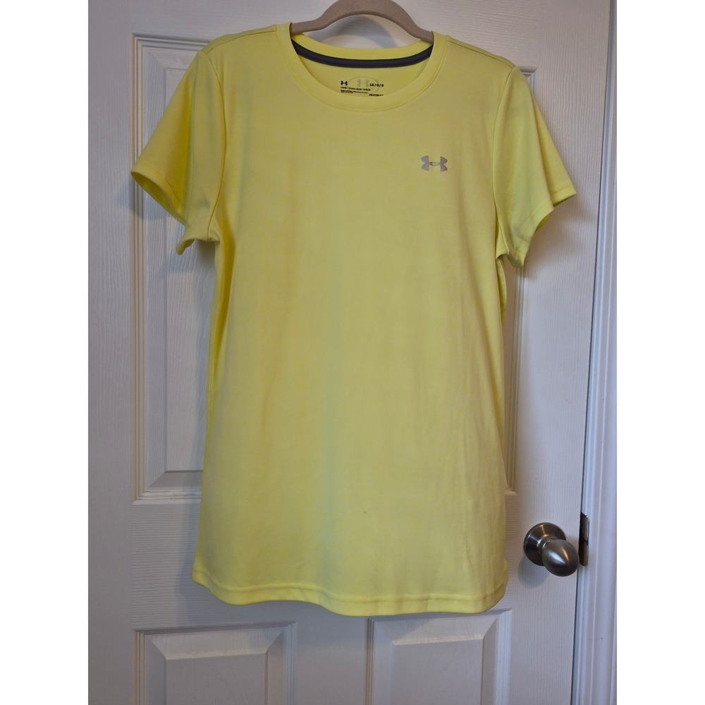 Under Armour Womens HeatGear Loose Fit Short Sleeve T-Shirt Neon Yellow Large